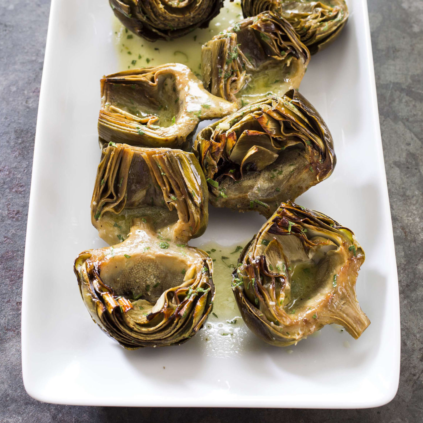 Food Column ATK Roasted Artichokes With Vinaigrette